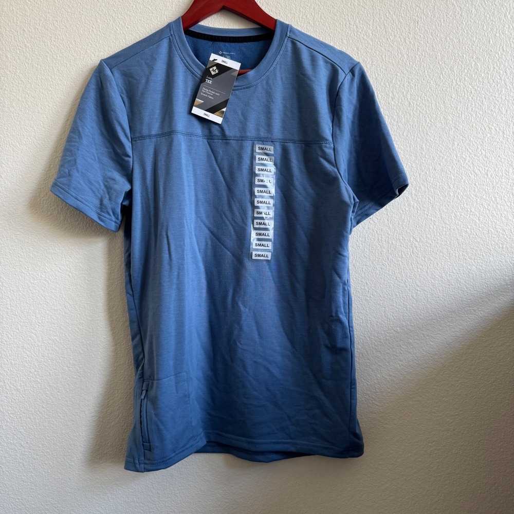 Members Mark Luxe Tee Mens Small Blue Moonlight Short Sleeve Media Pocket C21102
